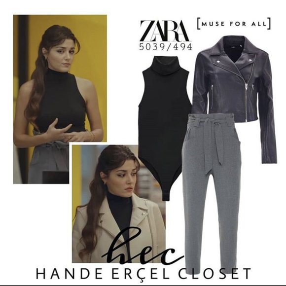 ZARA BLACK STRETCH SPANDEX TURTLENECK BODYSUIT - Picture 3 of 4